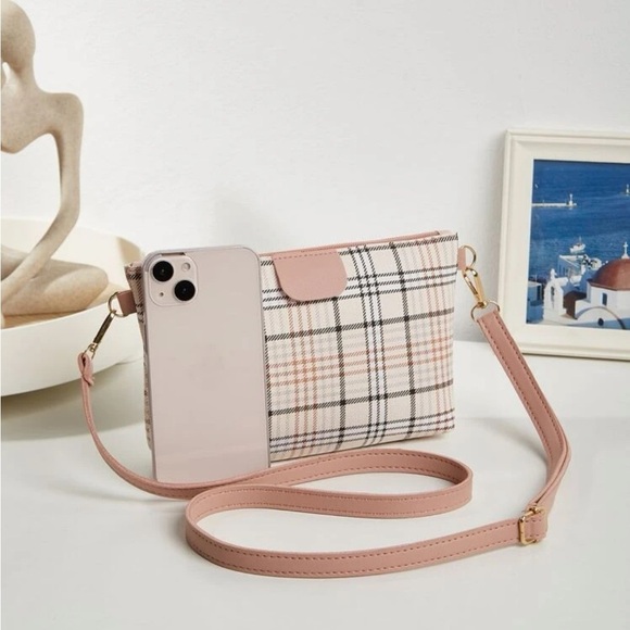 ⚠️Clearance Pink Plaid Pattern Square Crossbody Bag - Picture 5 of 6